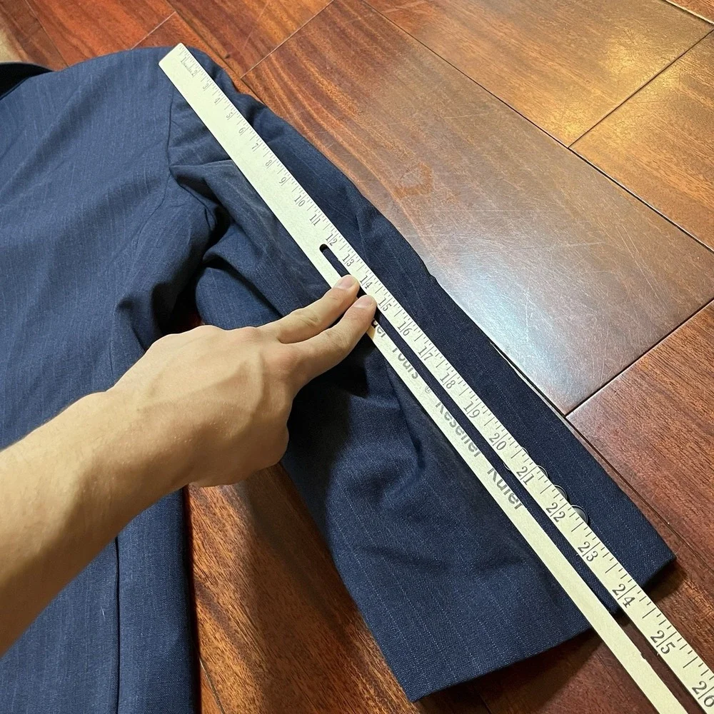 Jos A Bank 38R / 32W Navy Blue Striped 100% Wool Gordon Mens Jacket Pants Suit